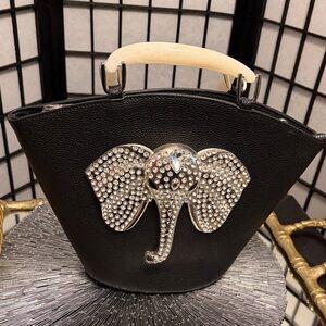 Sassy Jones Black Babar Bag w/ Ivory Handles and Straps